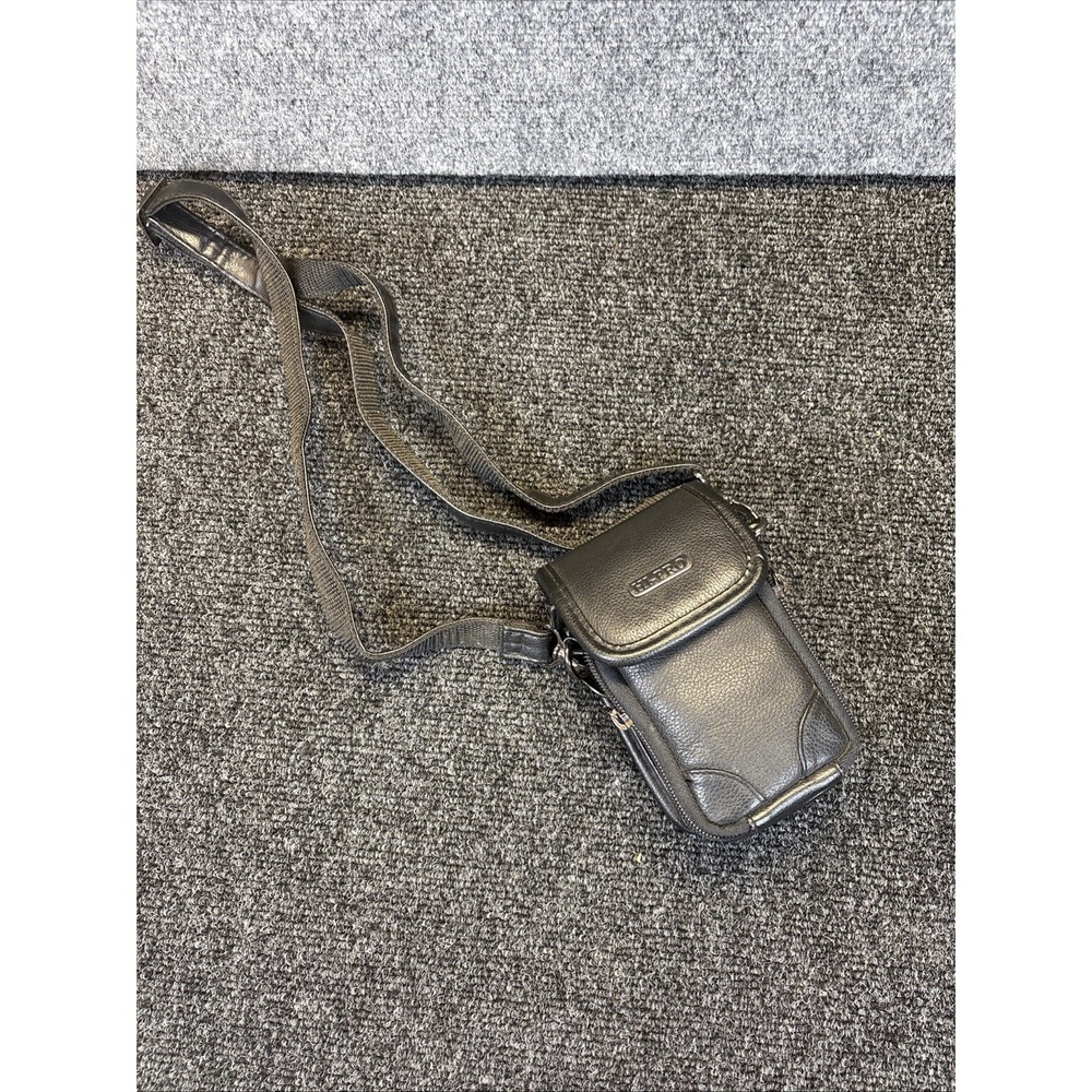 Hi-Pro~Black Padded Leather Camera Carry Bag with Shoulder‎ Strap